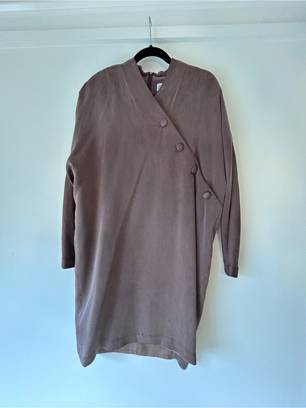 Papell Too 100% Silk Mauve Dress Size 14 Shoulder Pads